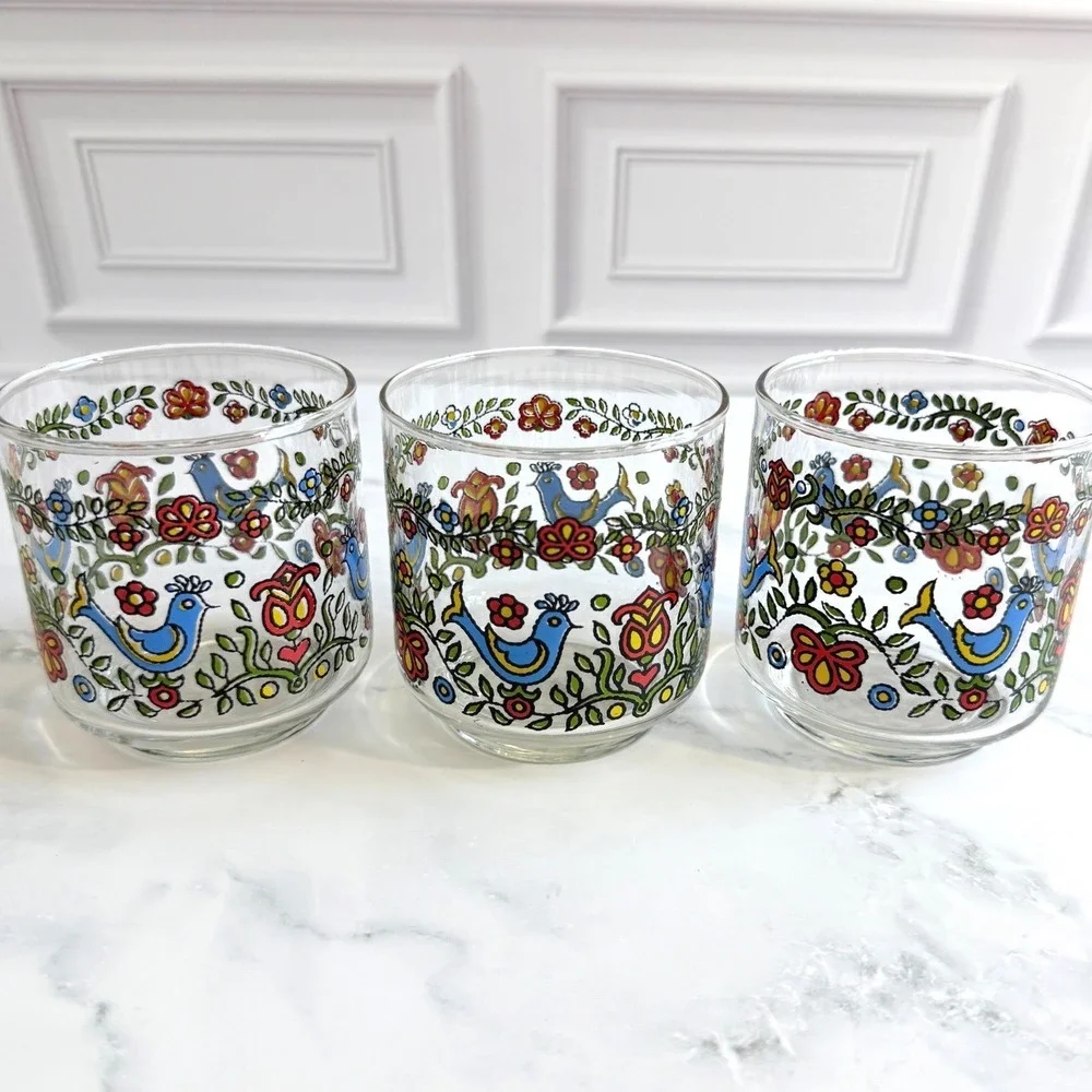 VTG Set (3) Libbey Corelle Country Festival 6 oz. Lowball Juice Glass 3